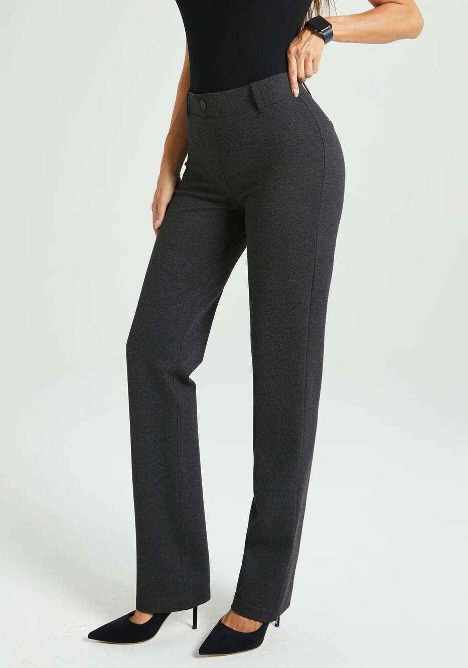 New Betabrand Charcoal Gray Classic Straight Leg Dress Yoga Pants Size XS Petite